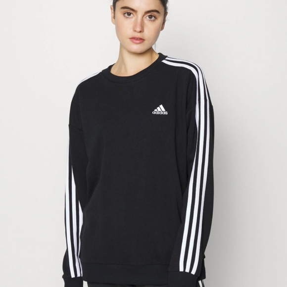 Adidas Womens Classic Essentials Fleece 3-Stripes Sweatshirt - Picture 1 of 4